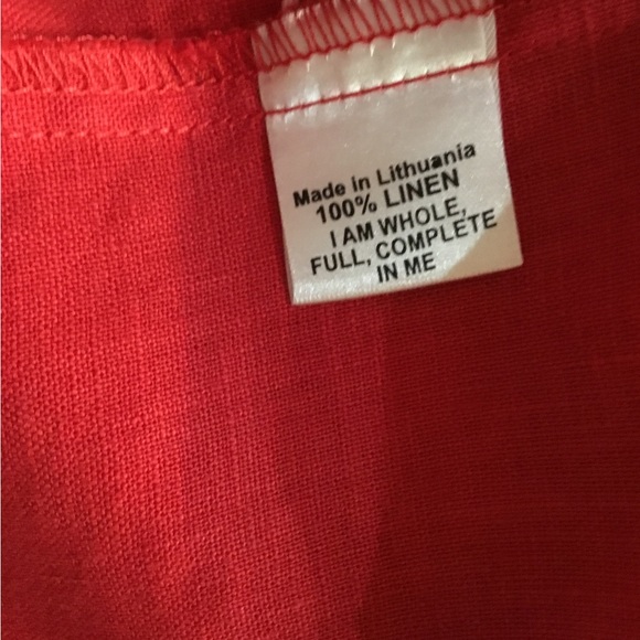 NWOT Flax Dress 100% Linen Red Pockets! L - Picture 8 of 8